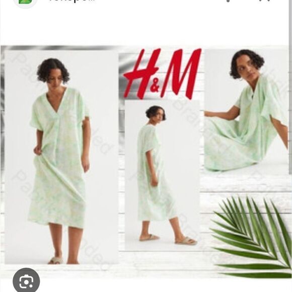 H&M M kaftan green floral - Picture 1 of 5
